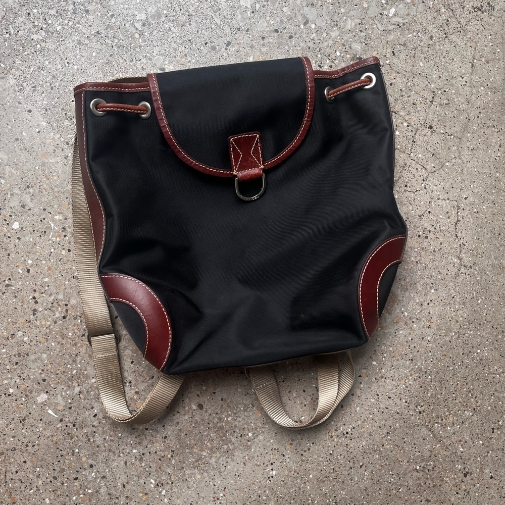 Lancel (Paris) Black & Brown Fabric Backpack